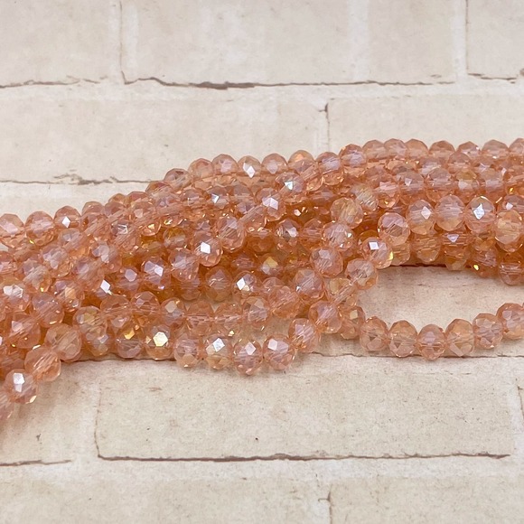 Custom Variety Pack Other - Pink AB Crystal Rondelles Faceted Glass Bead Full Strand Jewelry Making Supplies